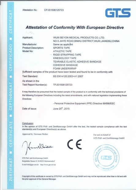 Китай Wuxi Beyon Medical Products Co., Ltd. Сертификаты